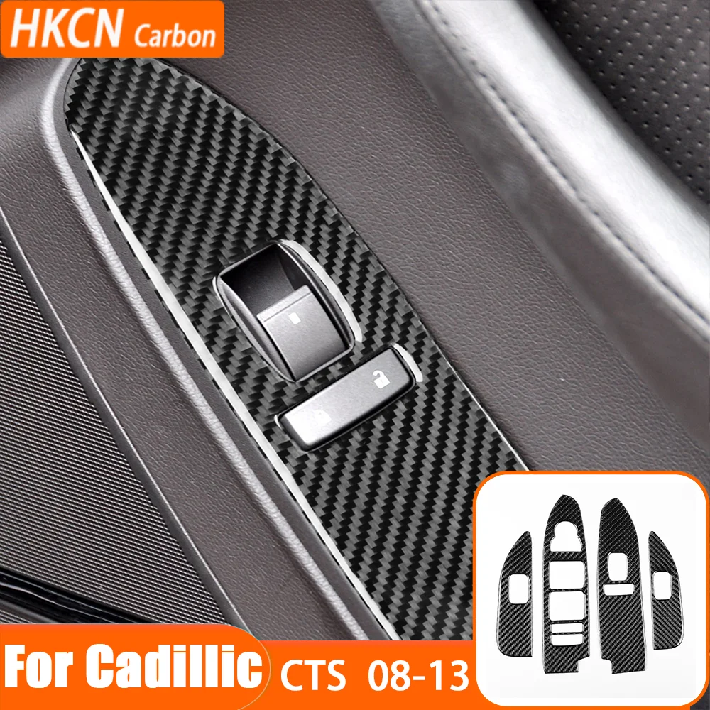 

For Cadillac CTS 2008—2013 Carbon Fiber Door Window Cotrol Lifting Panel Car Accessories Interior Cover Trim Modified Sticker