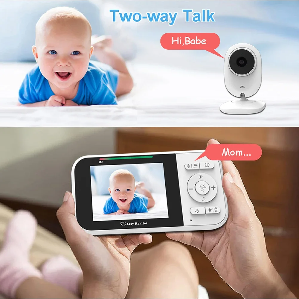 Baby Monitor Vídeo Sem Fio, Câmera de Segurança, Visão Noturna, Babá, Babá, 2 Way Audio Talk, 2,8 "LCD, SP218, 2.4G
