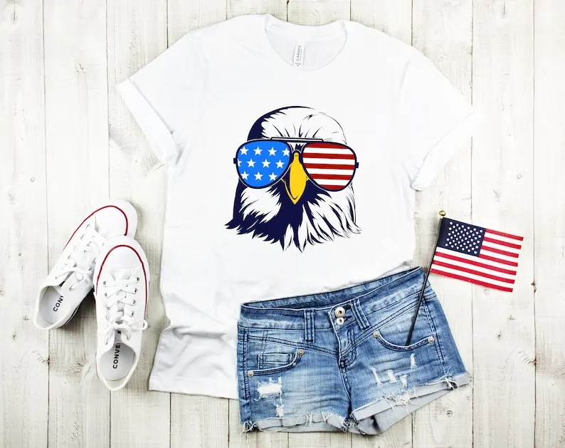 Patriotic Sunglasses Shirt,Freedom Shirt,Fourth Of July Shirt,Patriotic Shirt,Independence Day Patriotic Family 100% cctton goth