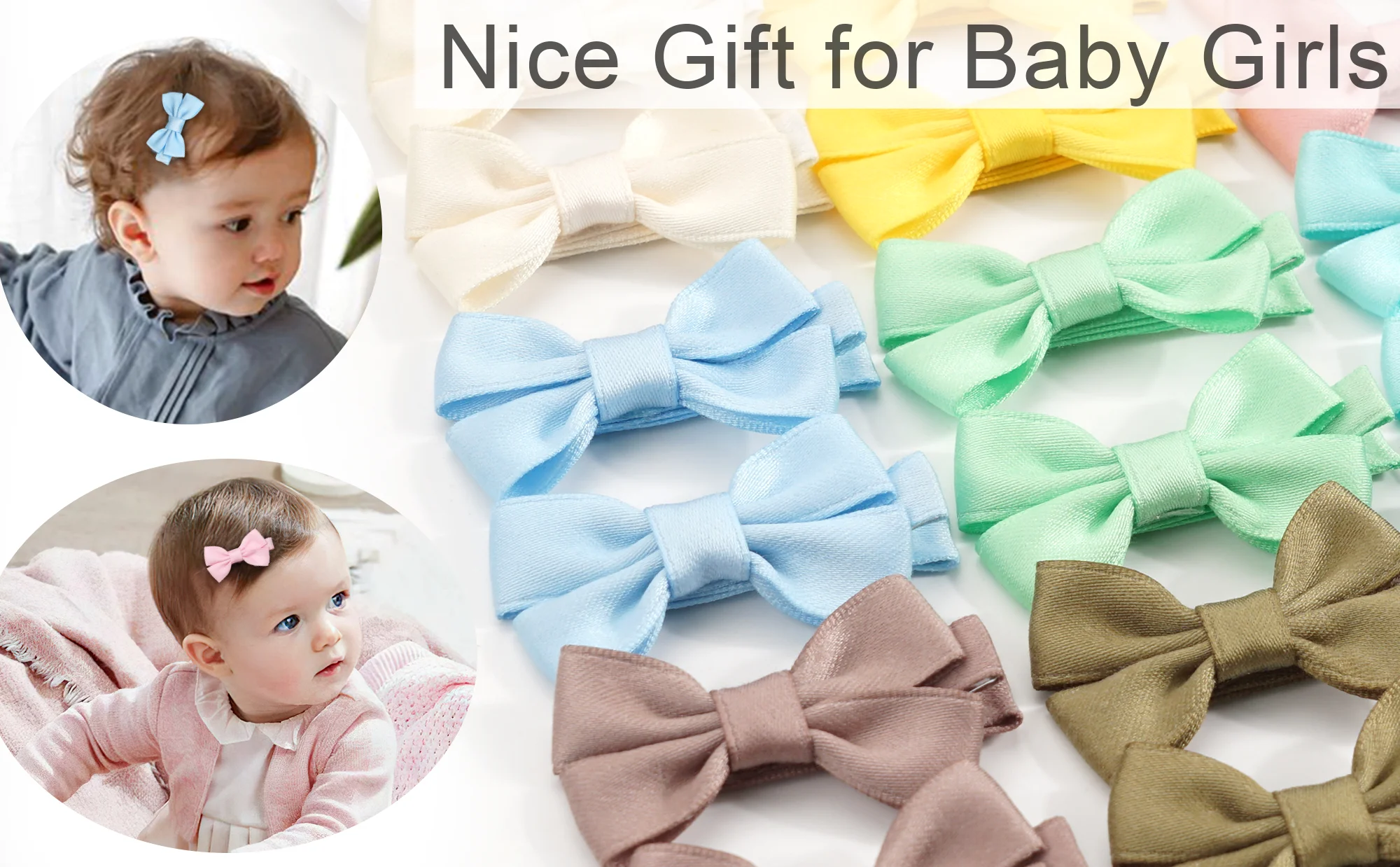 40/50/58pcs Pcs 2Inch Baby Hair Bows Clips Fully Lined No Slip for Fine Hair Baby Girls Infants Toddlers Kids Hair Barrettes