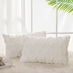 White Plush Pillow Cover Square Cushion Cover 30x50cm Boho Style Pillowcase For Living Room Chair Home Decor House Cushions