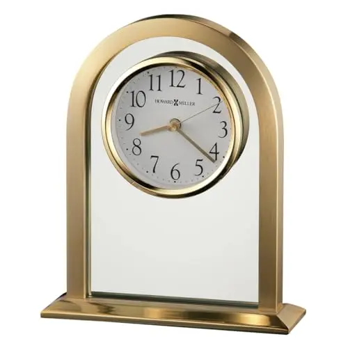 Imperial Brass Quartz Table Clock – Polished Finish, Glass Face – Mantel Clock for Home or Office, Gift for Wedding