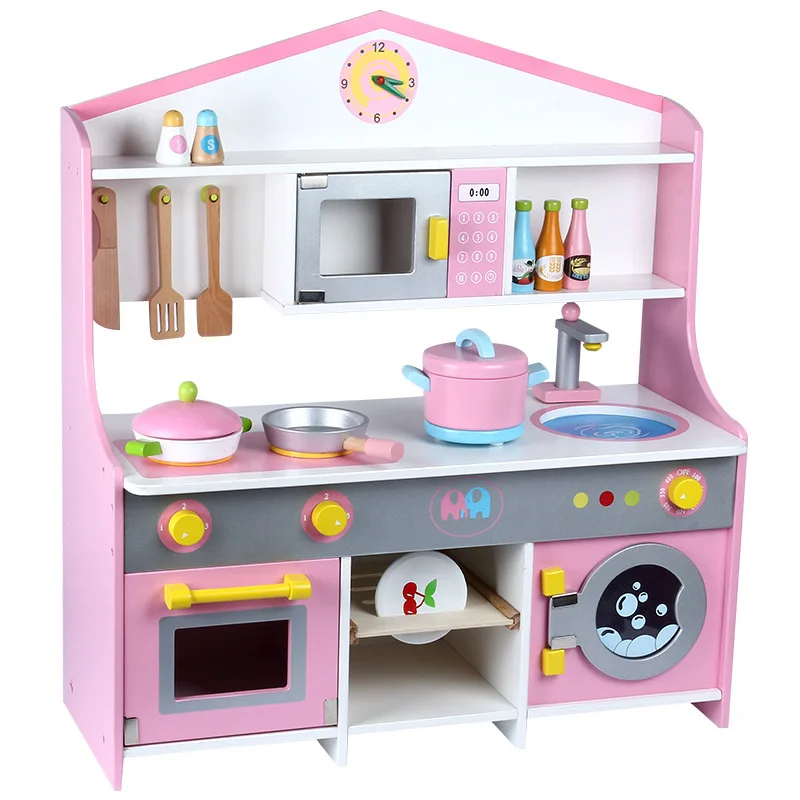 

Children's chechele cooking toys simulation kitchen B style set wooden girl play house kitchen stove cooking pots set