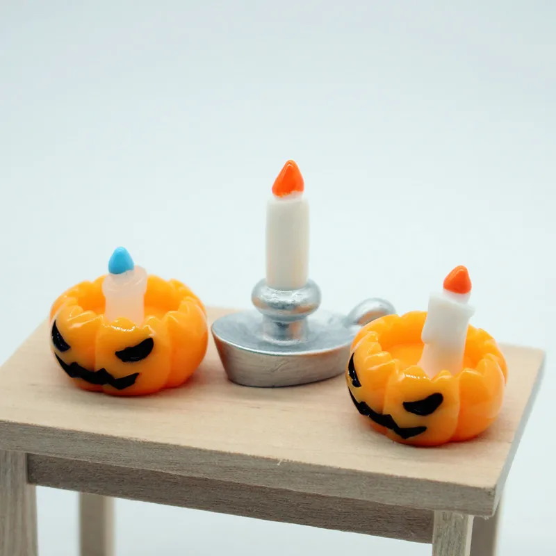 Dollhouse Halloween Pumpkin Candle Lights Coal Lights Scary Miniatures Decoration Set Model Holiday Doll Accessories Home Decor