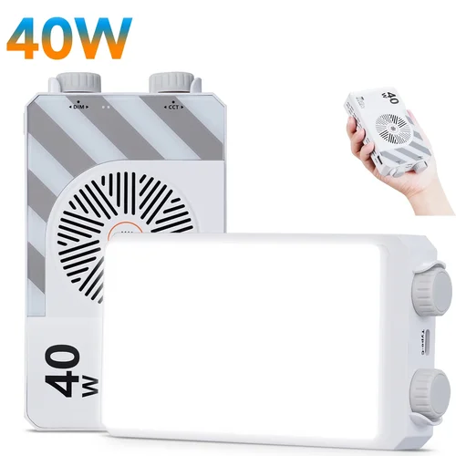 Luz LED para cámara de 40W CRI/TLCI 96+ 2700-6200K bicolor 6400mAh lámpara de vídeo para estudio fotográfico mango portátil luz de fotografía para cámara