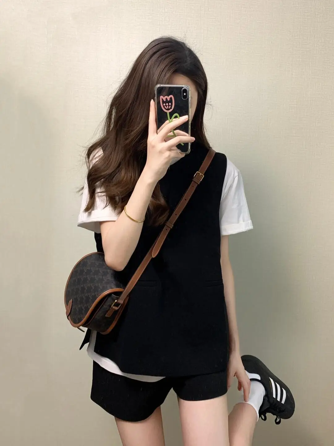 

Summer Casual Style plus Size Women's Vest T-shirt Shorts Three-piece Set Fashionable Layering Ensemble round Neck Short Sleeve