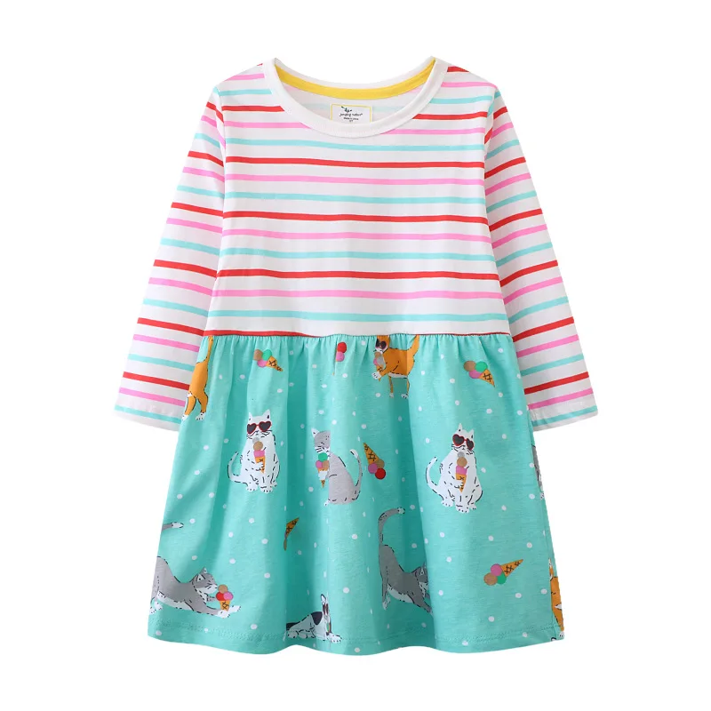 

Spring and Autumn Girls' Dress Cartoon Knitted Patchwork Dress Children's Clothing Wholesale Distribution Dropshipping