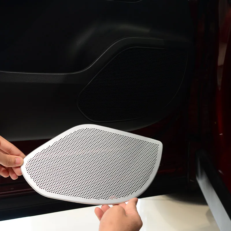 

Декоративная накладка на динамик двери автомобиля из алюминиевого сплава серебристого цвета для Jaguar F-Pace X761 2016 года, аксессуары для авто