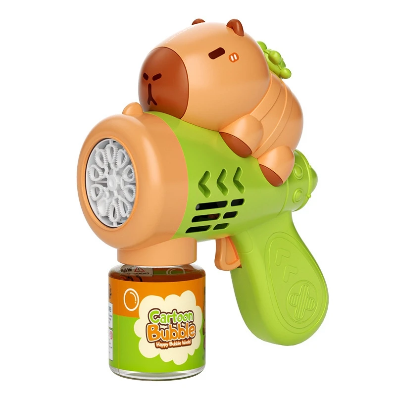 Automatyczna Maszyna do Baniek Mydlanych Kapibara Elektryczny Pistolet do Baniek z Podświetleniem W pełni Automatyczny Pistolet do Baniek Zabawka Gra na Zewnątrz 2025