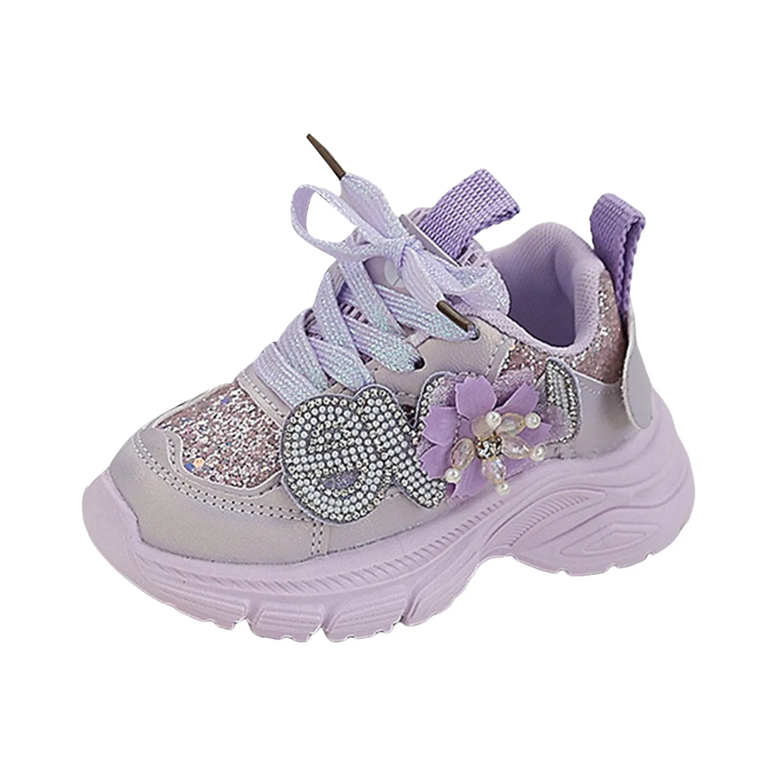 

Обувь для маленьких девочек, повседневная обувь для девочек, модная уличная спортивная обувь на толстой подошве с блестящим кружевом, кроссовки для маленьких девочек