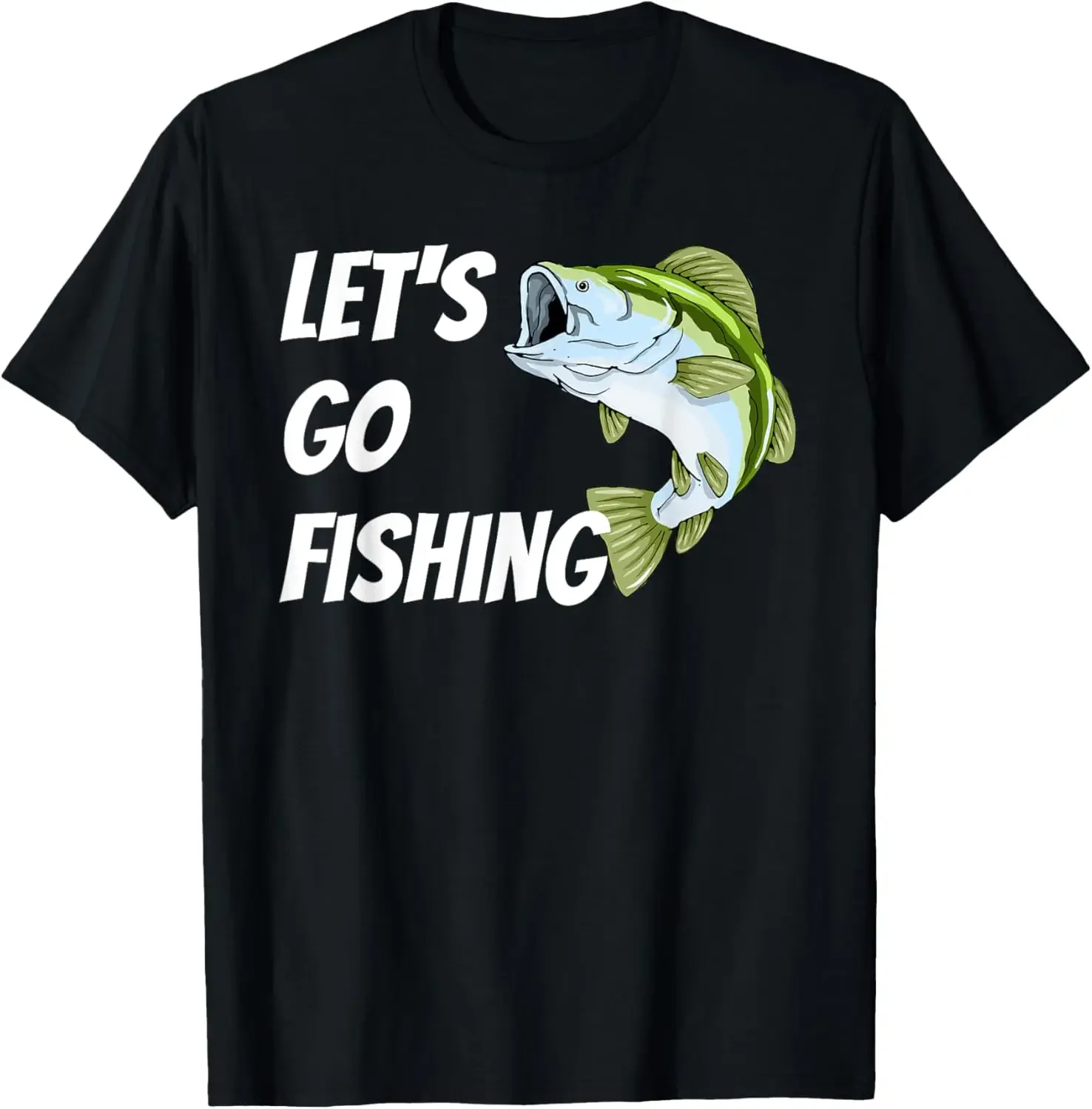 

Let's Go Fishing Graphic T-Shirt Bass Angler Gift Men's Cotton Crew Neck T-shirt