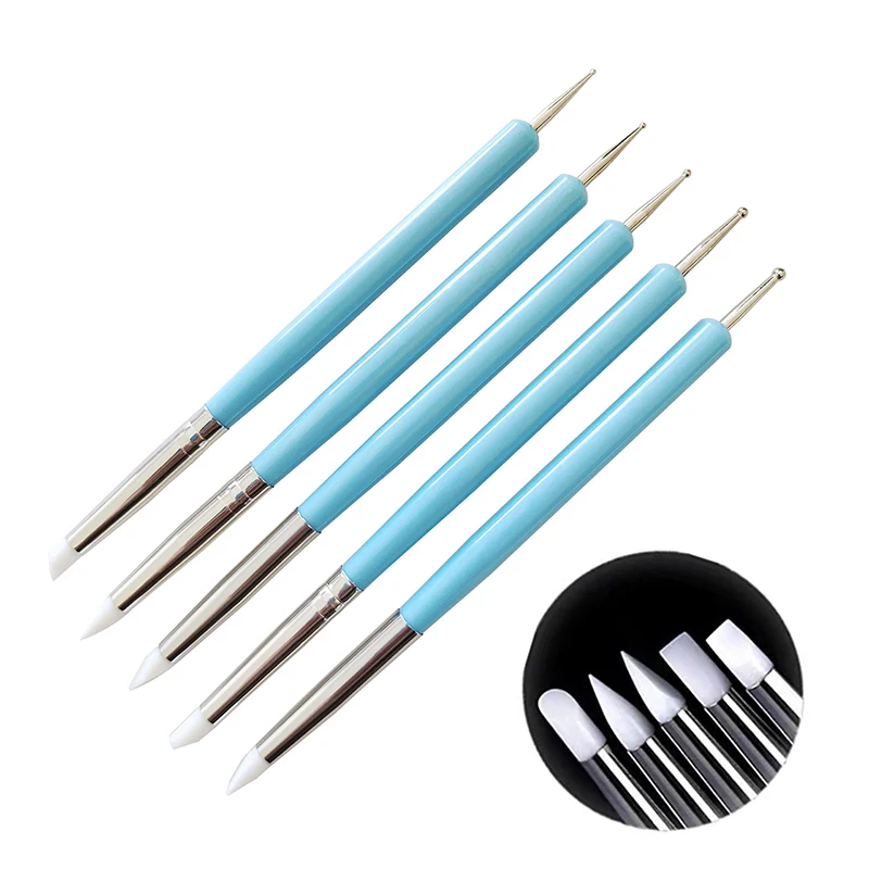 5Pcs/Set Stainless Steel Two Head Sculpting Polymer And Soft Pottery Clay Tool Silicone Modelling Art Shaper Tools