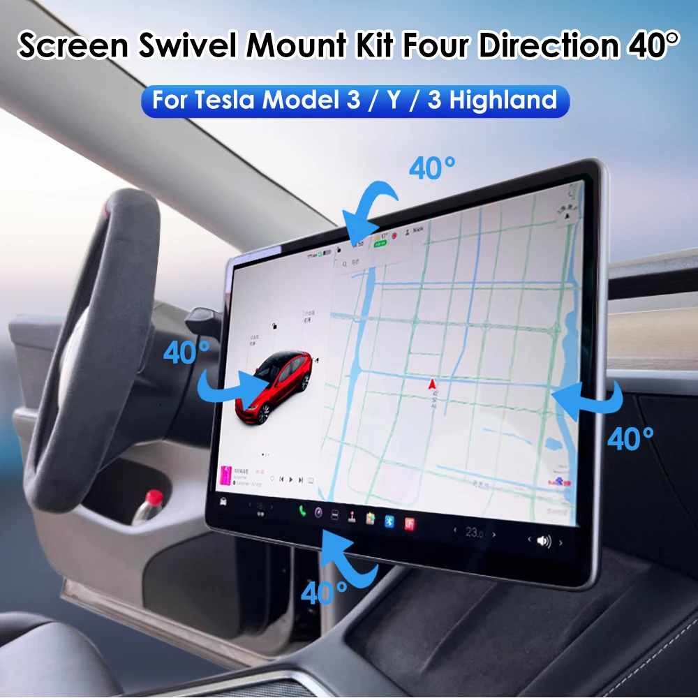 CSSBOON Center Console Screen Rotating Bracket For Tesla Model 3 Y Highland LHD 40 Degree GPS Navigation Holder Swivel Mount