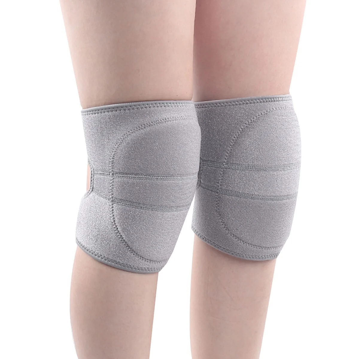 

1Pair Elastic Knee Support Sponge Pad Thickened Double Straps Non Slip Knee Cover for Outdoor Sports Yoga Gym Protection Grey
