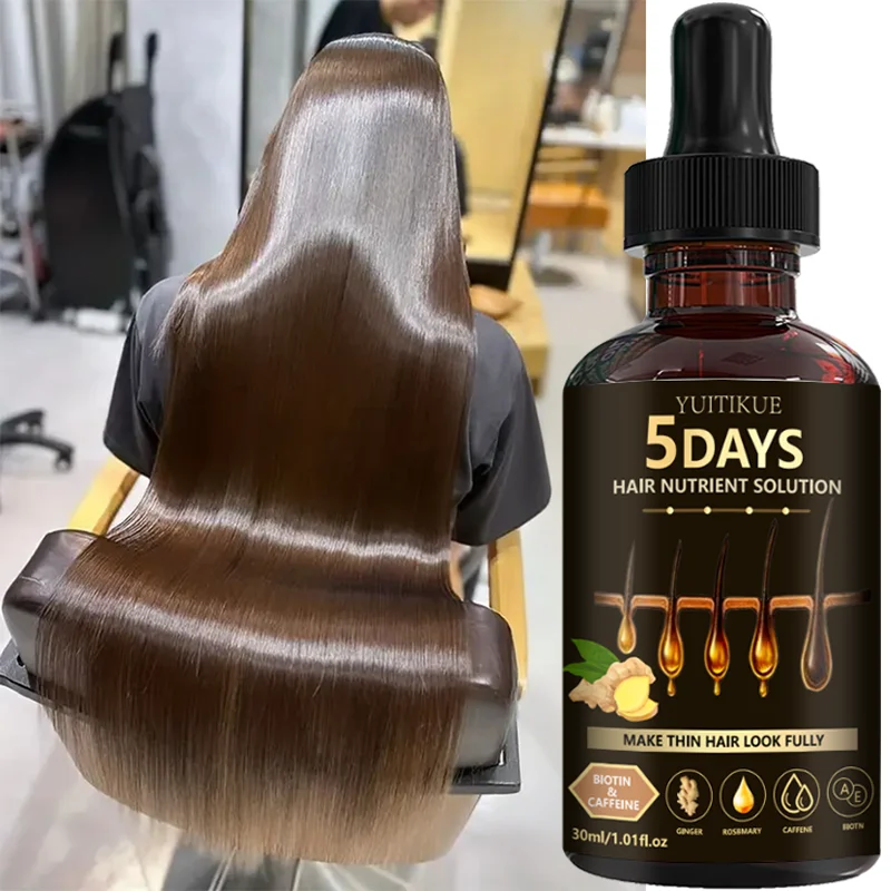 YUITIKUE Solución Nutritiva para el Cabello de 5 Días | Con Biotina, Cafeína, Jengibre y Romero | Para un cabello con apariencia más gruesa y voluminosa 30ml
