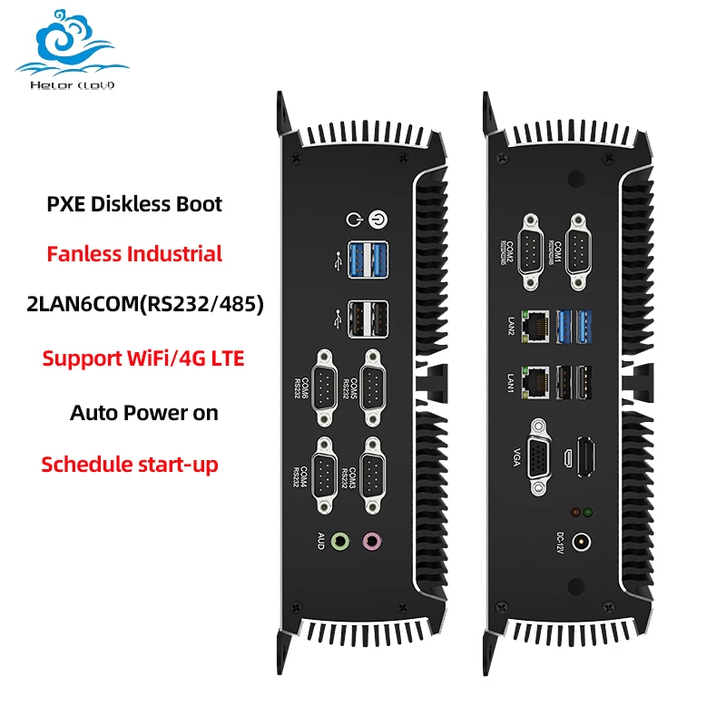 Helorpc Fanless Mini PC with i5-1135G7 Support WiFi 4G LTE Computer for Industrial with 2x2.5G LAN 6xRS232/485 8xUSB WIN10 Ready