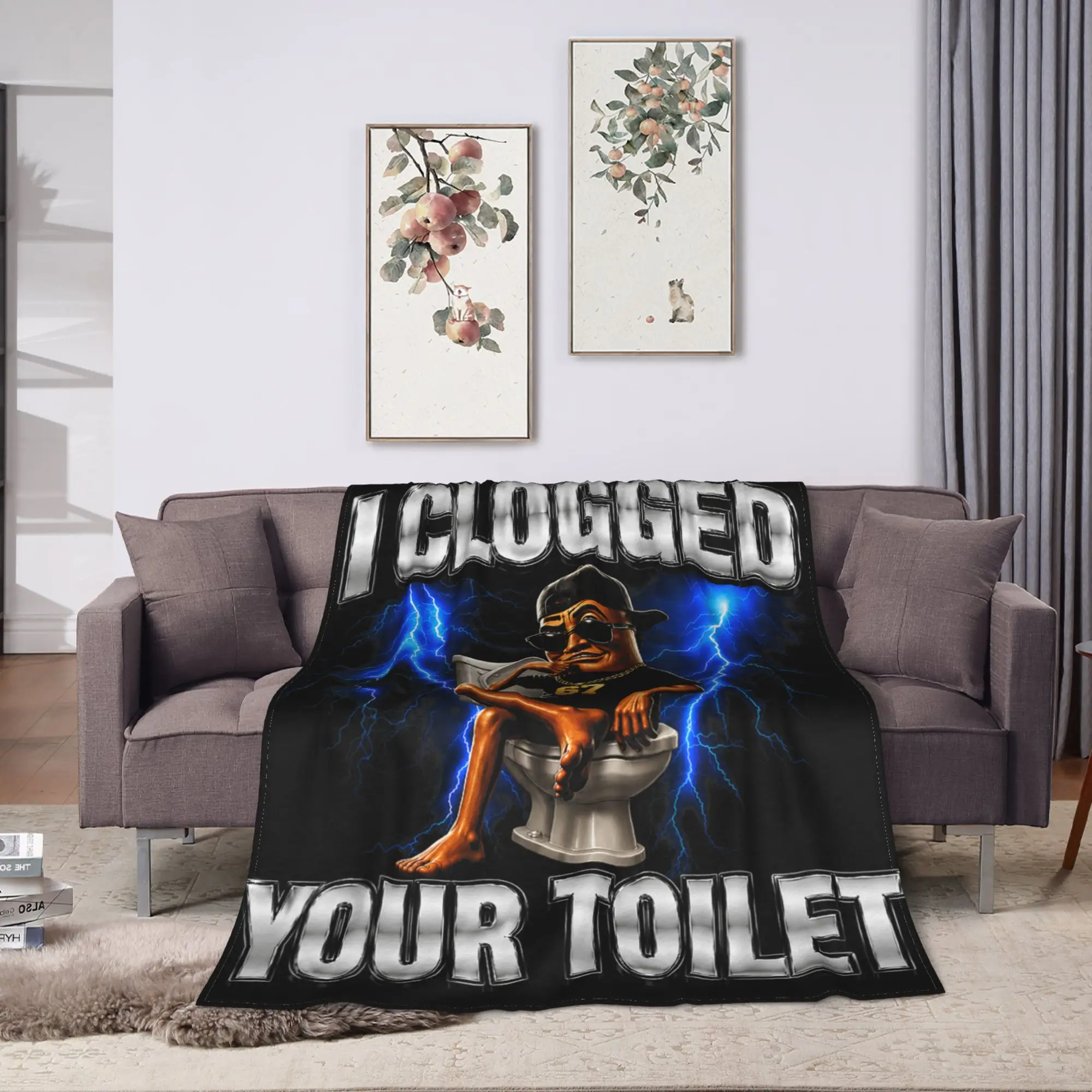 I Clogged Your Toilet Tung Tung Tung Sahur Blankets Quality Soft Cozy  Bedding Throws Winter Travel Couch Bed Funny Bedspread
