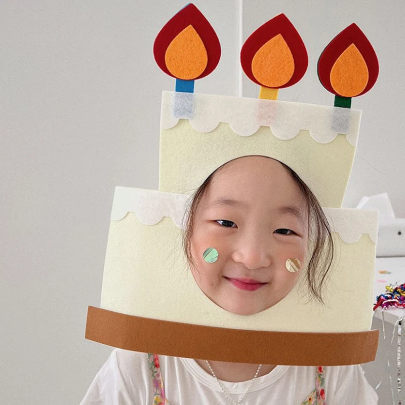 Birthday Party Supplies Funny Hat Ins Felt Birthday Hats Creative Party Cap with Rope Kids Party Cap Party Photo Props