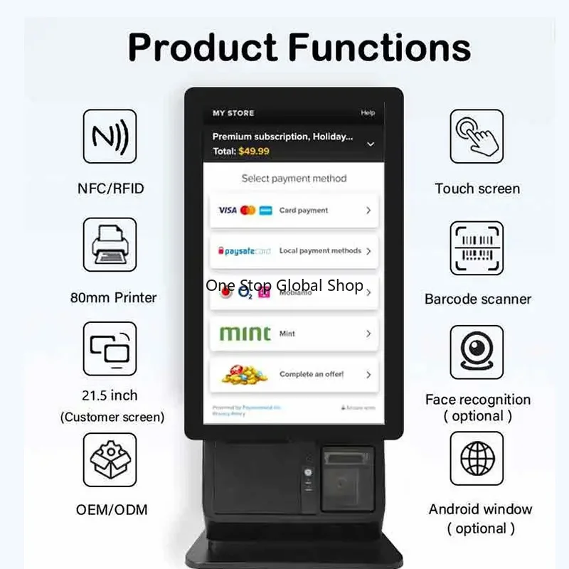 Cash RegisterTouch Screen 1920*1080 IPS All in One Pos   11/Windows10 Pos Machine With Thermal Printer