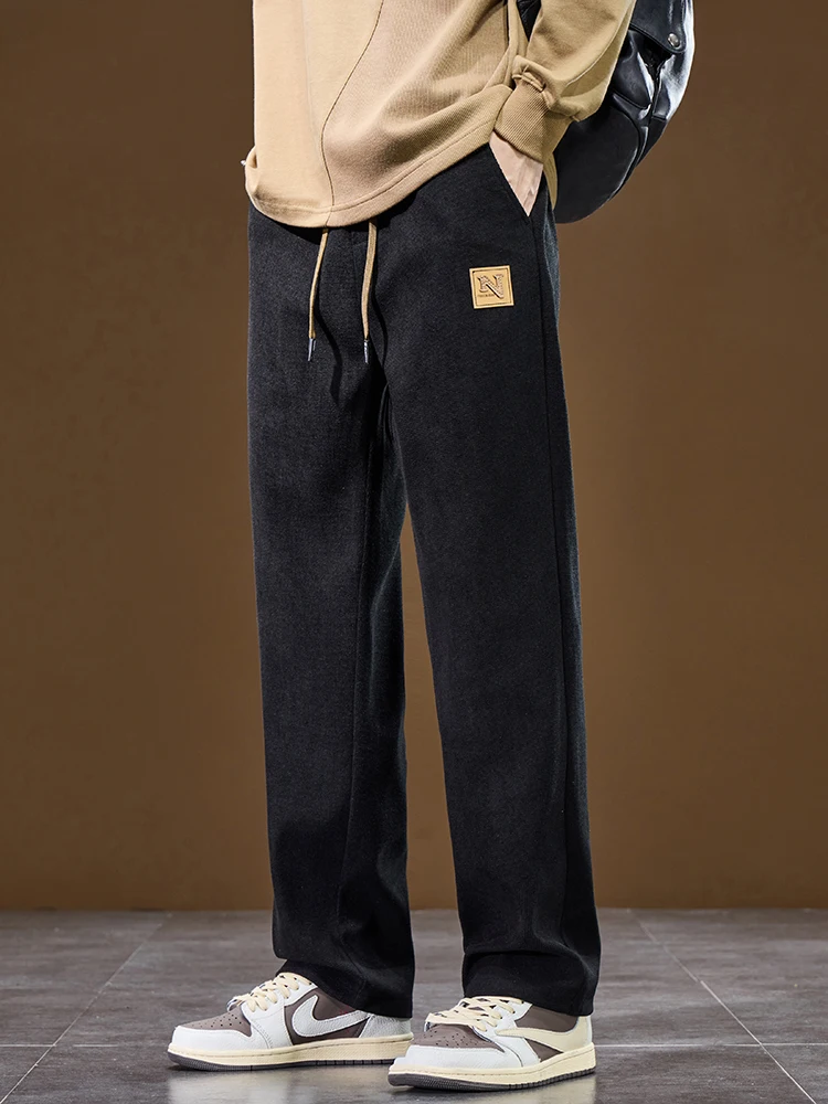 Herbst Neue männer Baggy Breite bein Hosen Cord Stoff Weiß Schwarz Mode Koreanische Lose Gerade Hosen Outdoor Jogginghose