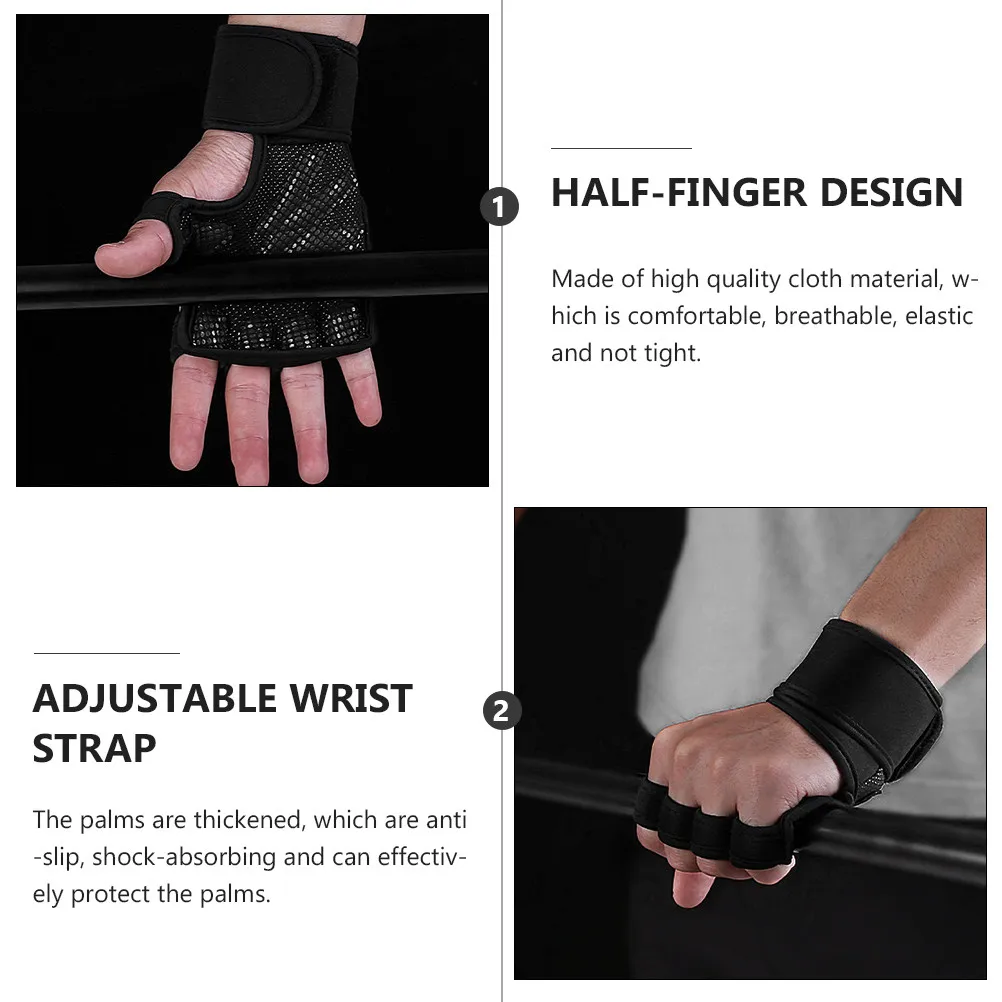 

1Pair Cycling Gloves Black Half-Finger Protective Gloves for Riding Fitness Gym Breathable Wear-Resistant Palm Padding Anti-Slip