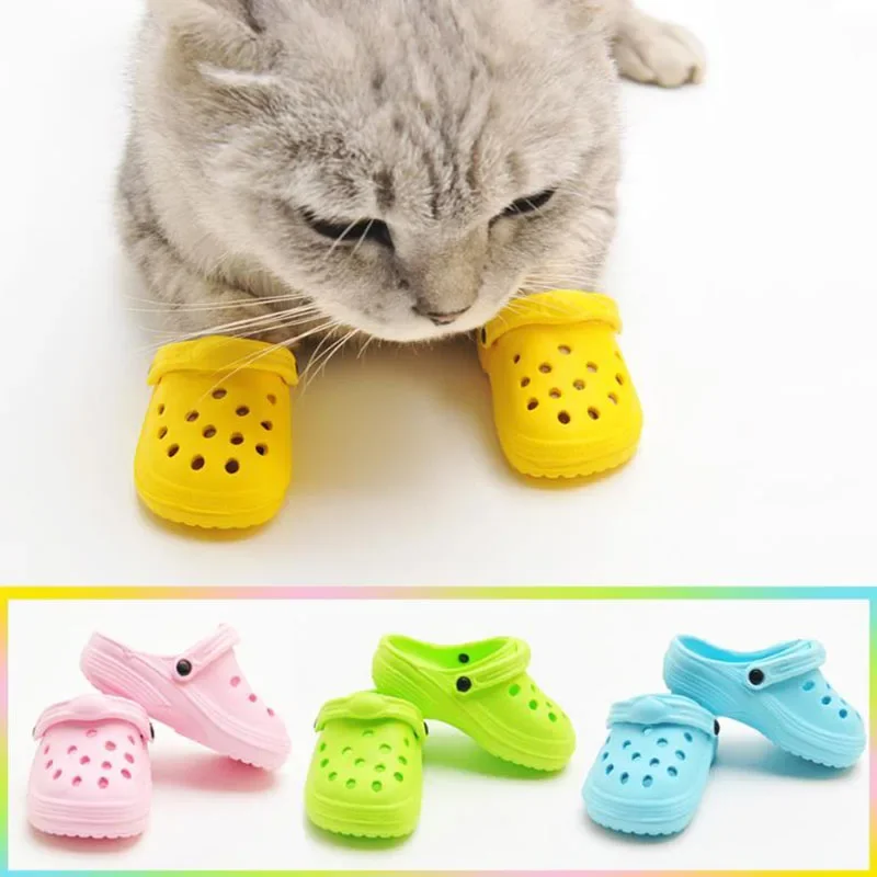 Zapatos de playa antideslizantes para perros y gatos, botas de goma impermeables, calzado para exteriores, calcetines, cubierta de pie, 2 unidades por juego