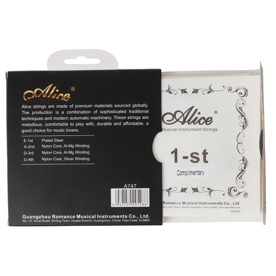 Alice A747 Violin Strings Set Plated Steel Nylon Core Al-Mg Silver Winding Violin Accessories Full Size to 4/4