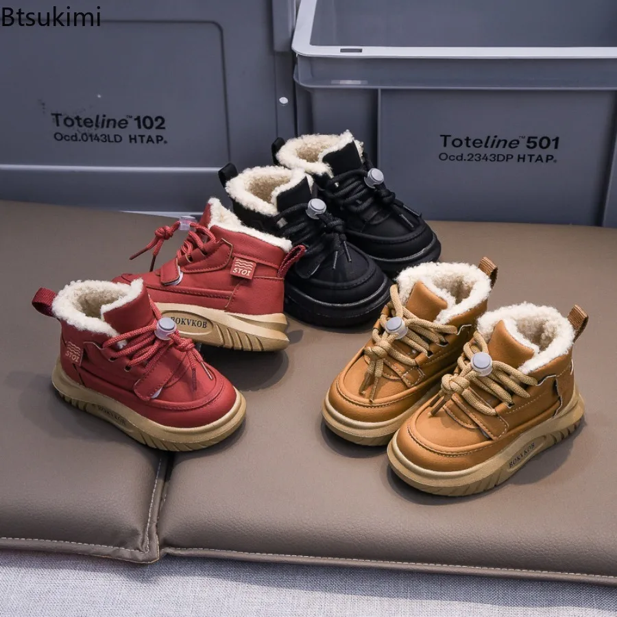 Childrens Snow Boots 2026 Winter High-top Kids Sneaker Comfortable Warm Girl Boys Ankle Boot Warm Cold Proof Outdoor Cotton Shoe