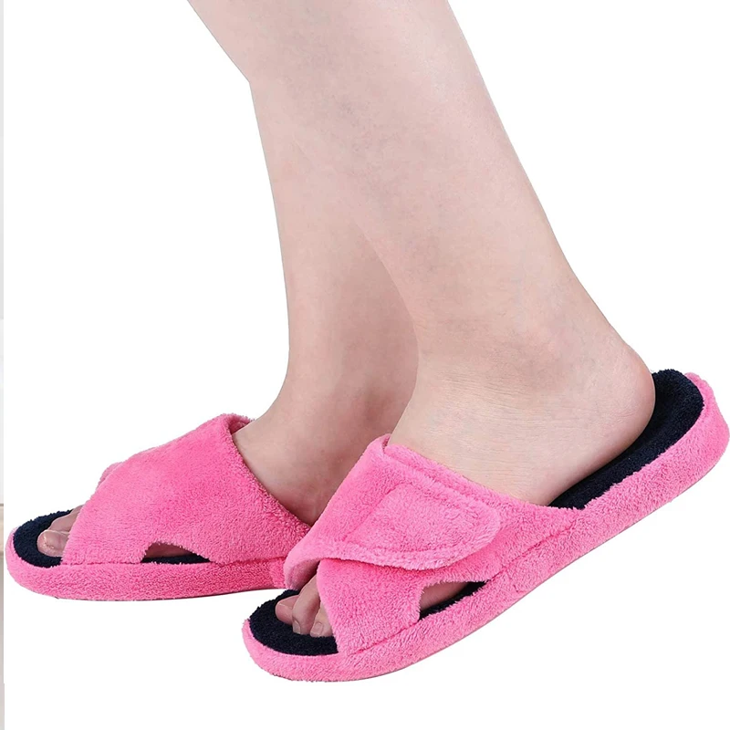 Pallene Cross Band Katoenen Slippers Vrouwen Indoor Fuzzy Slippers Voor Dames Antislip Gezellig Flats Slippers Open Teen Huis Slippers