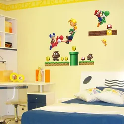 Super Mario Wandaufkleber Mario Anime Figuren Aufkleber Cartoon Dekorationen Schlafzimmer Wohnzimmer Kindergarten Aufkleber Party Geschenk