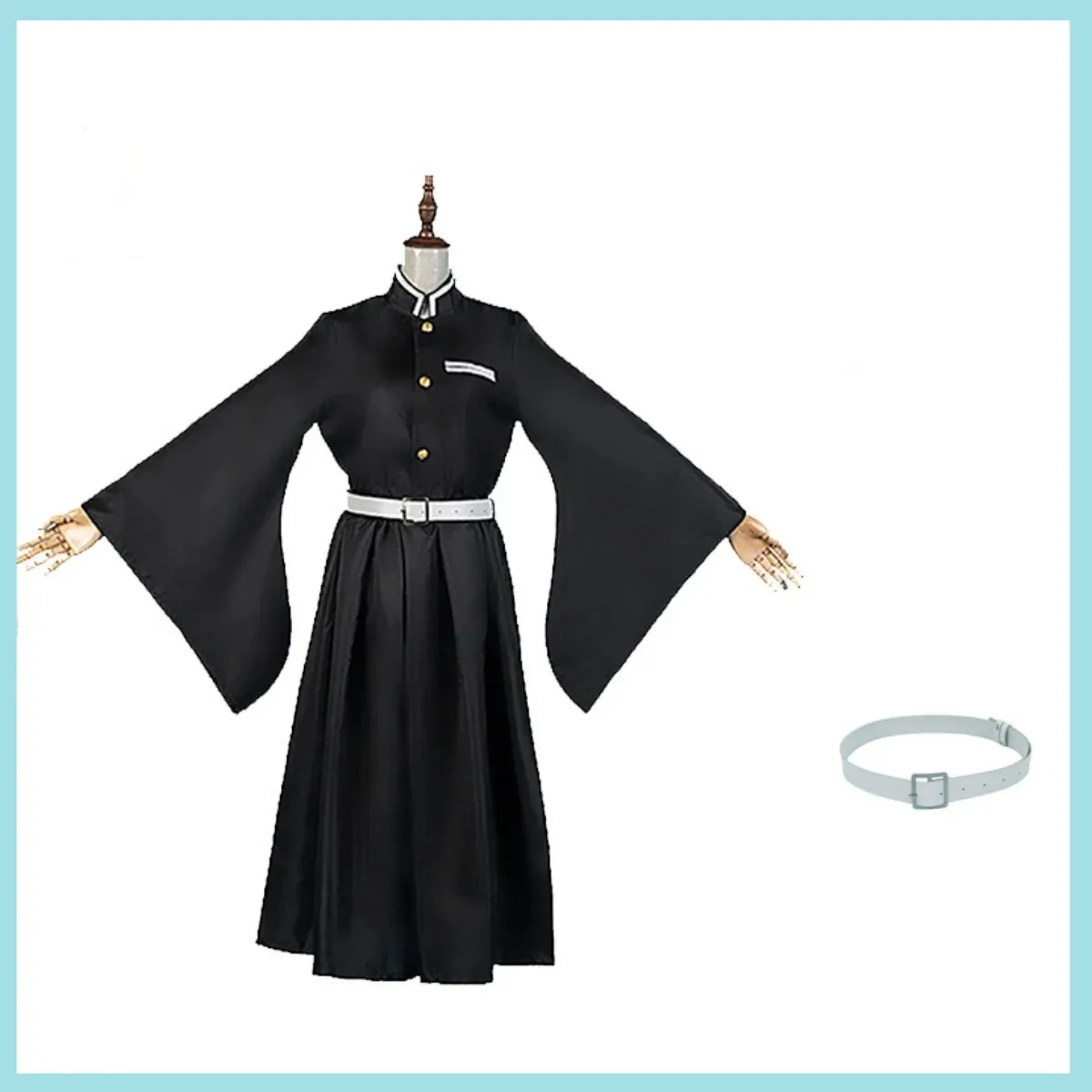 Disfraz de Cosplay de Anime Tokitou Muichirou, uniforme de lucha negro de manga larga, vestido, peluca degradada, traje de Carnaval y Navidad para hombre y mujer