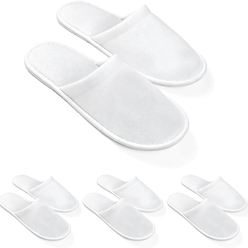 10/20 Pairs Disposable White Guest Slippers Bulk Pack Hotel Spa Travel Indoor Home Portable Adult Comfort Non Slip Footwear