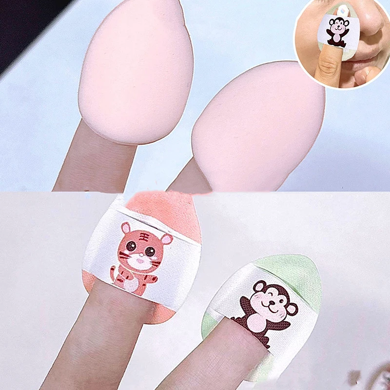 Cartoon Mini Finger Puff Foundation Powder Detail Makeup Sponge Face Concealer Cream Blend Cosmetic Accessories Makeup Tools