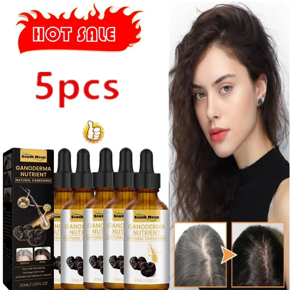 5pcs 30ml Gray White Hair Treatment Serum Liquid White To Women Black Hair Loss Anti Product Men Nourish Color Natural Repair