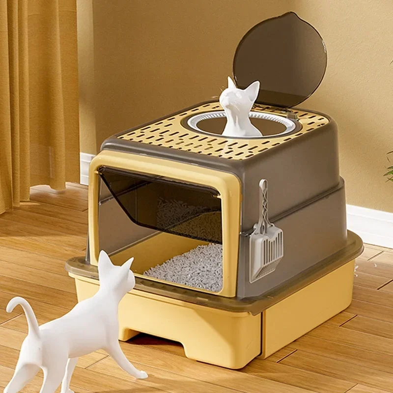 Jumbo Cat Sandbox UV Sterilized Cat Litter Box with Drawer Totally Closed Cat Litter Pan Large Capacity Odor Removal Cat Toilet