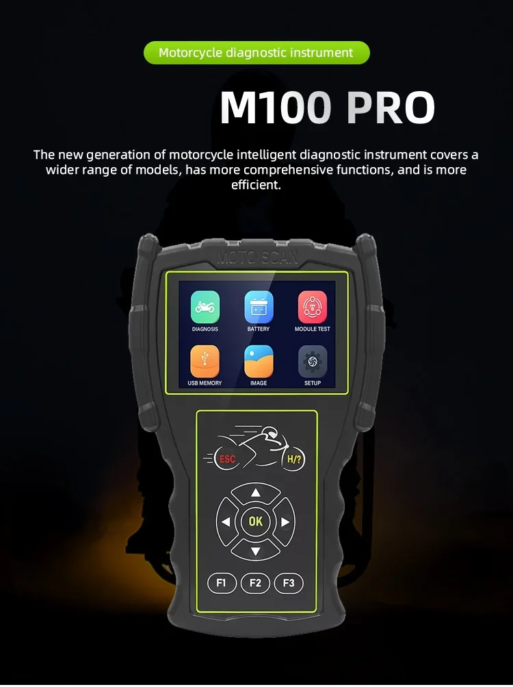 

M100 Pro Diagnostic Tool OBD2 Scanner System Motorcycle Scanner Battery Tester Scan Tools for 12V Universal Motorcycle DC10-15V