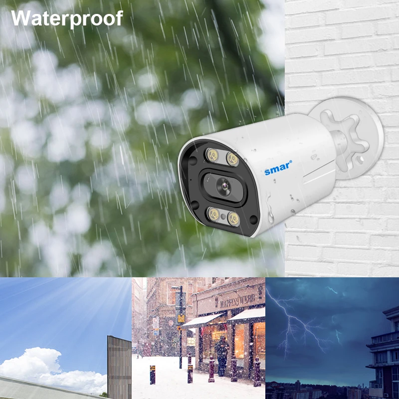 Smar 8MP 4K POE IP Camera Microphone Built-in Outdoor Waterproof Surveillance CCTV H.265 Audio Video Home Security Onvif XMEye