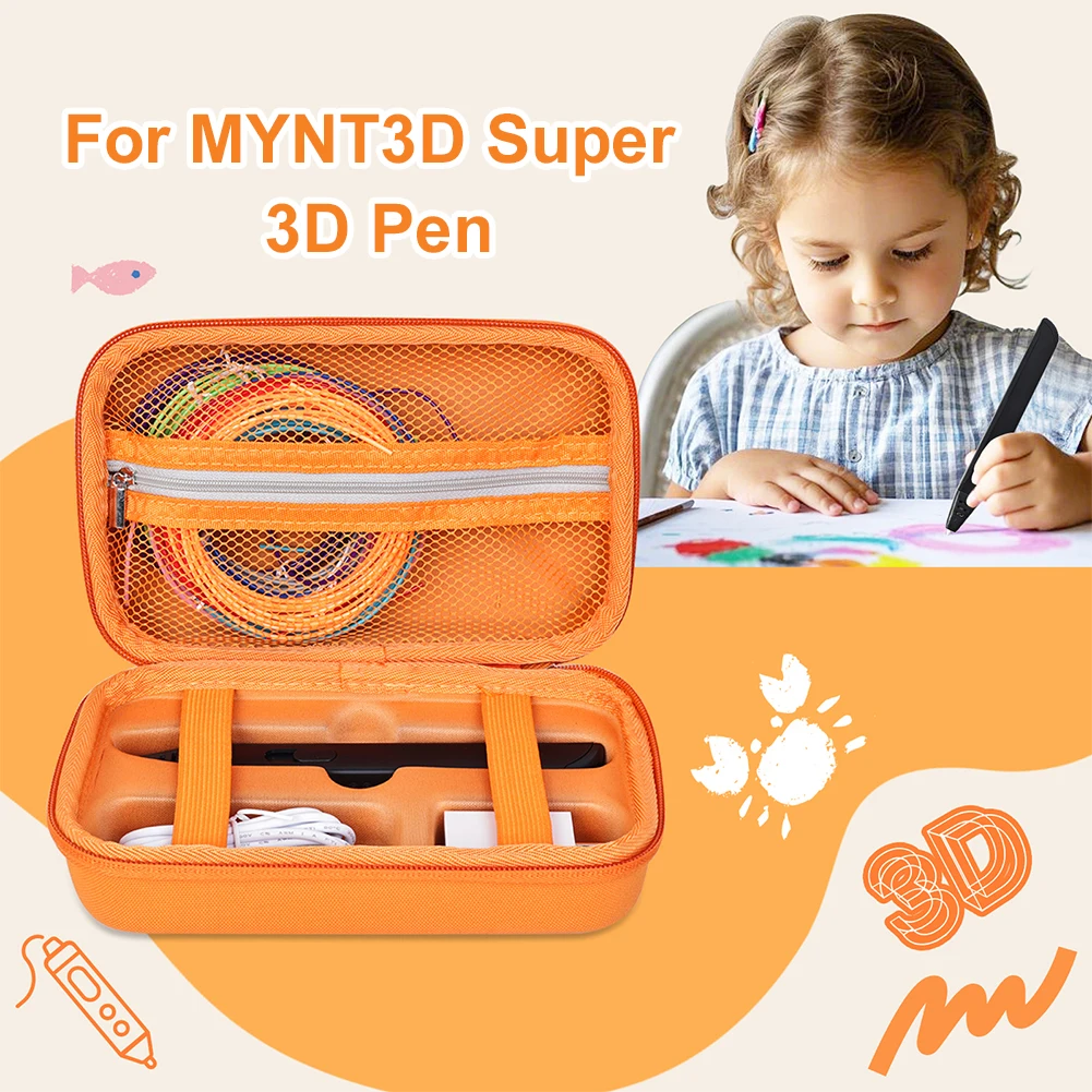 Estojo de transporte rígido para caneta mynt3d super 3d, bolsa de armazenamento anti-queda, capa protetora à prova de choque para projeto de filamento pla