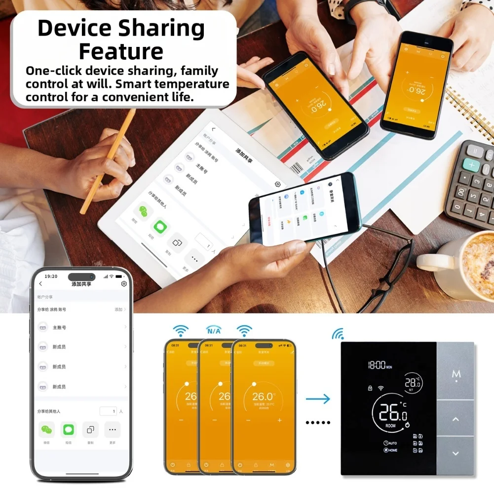 

Управление температурой Интеллектуальный контроллер отопления Энергосберегающие функции Управление семейным доступом Черный Серебристый