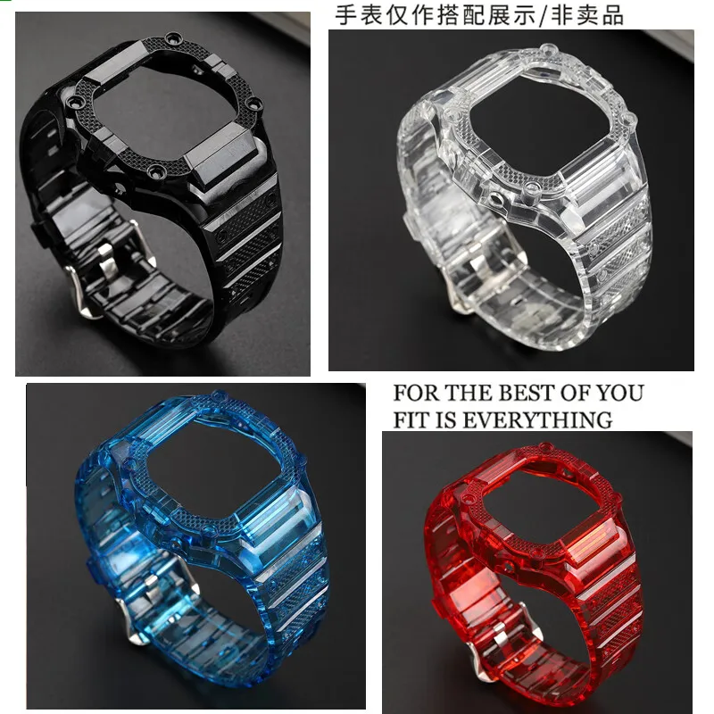 Modificado Jelly Watch Strap Set, caixa transparente, conjunto integrado para Casio pequeno bloco DW-5600 GW-M5610 Series