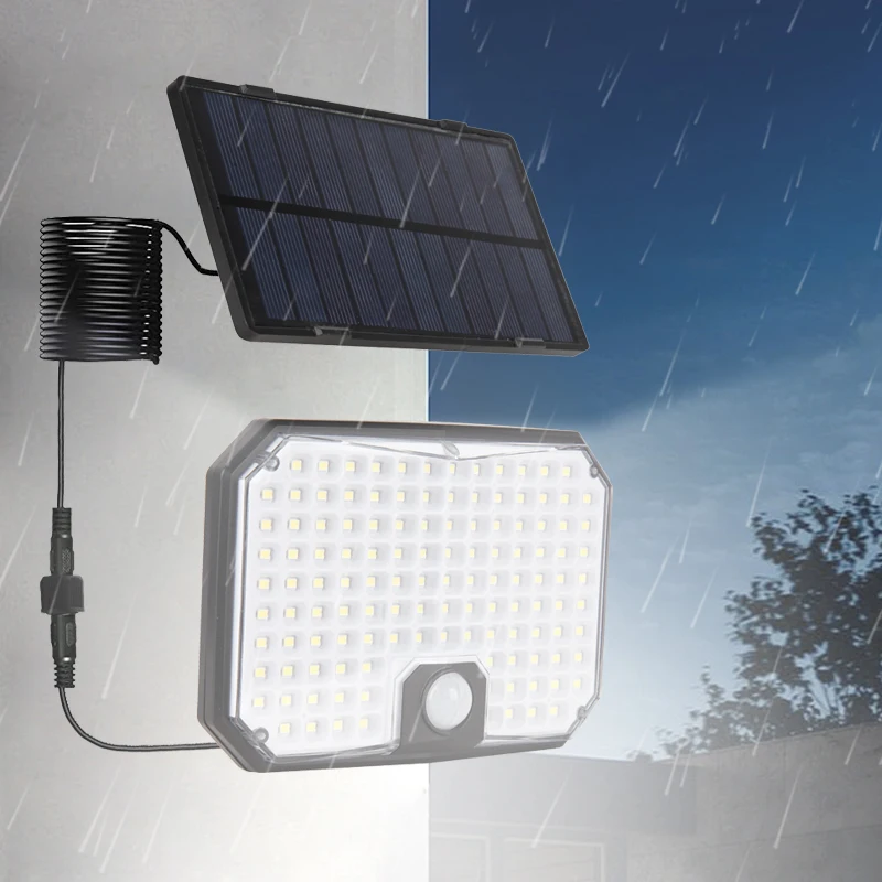 LED Solar Light with Solar Panel Waterproof Outdoor Wall Lamps PIR Sensor Spotlights LED Flood Lights Garden Light Street Yard