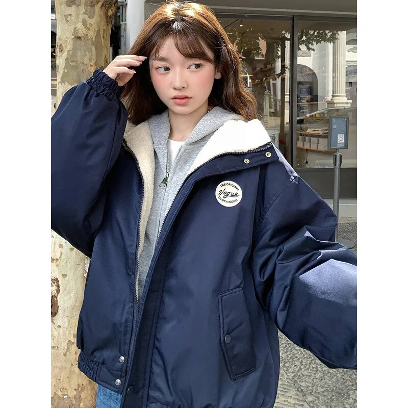 

American Retro Cotton Women's Winter Coat Loose Fit Small Size Friendly Long Zipper Closure