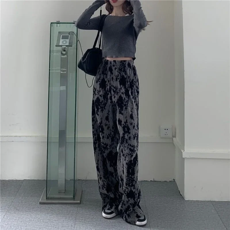 

Пляжные свободные женские брюки с высокой талией, цветные брюки с завышенной талией, удобные эластичные винтажные тенденции, 2025 г., оригинальные женские брюки Xxl G