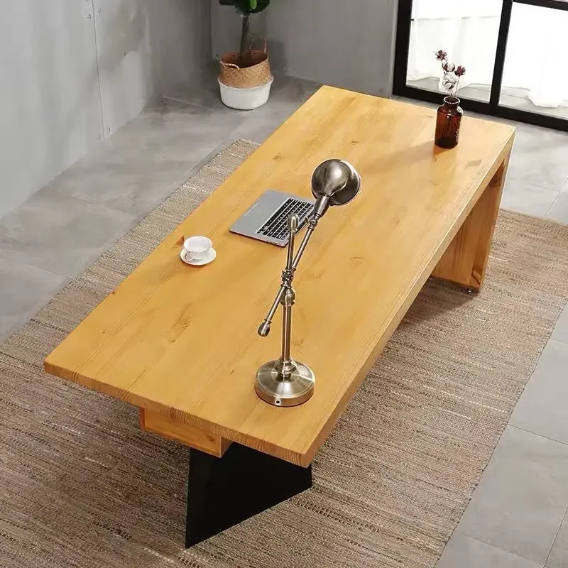 

Retro industrial style solid wood desk, ingenious wrought iron frame LOFT boss table, calm modern laptop desk