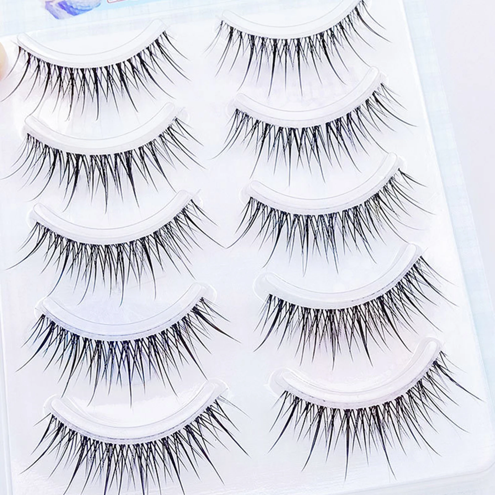 5 pares de cílios postiços estilo coreano, tiras completas, naturais, grossos, reutilizáveis, para festas e maquiagem diária, faça você mesmo, salão de beleza