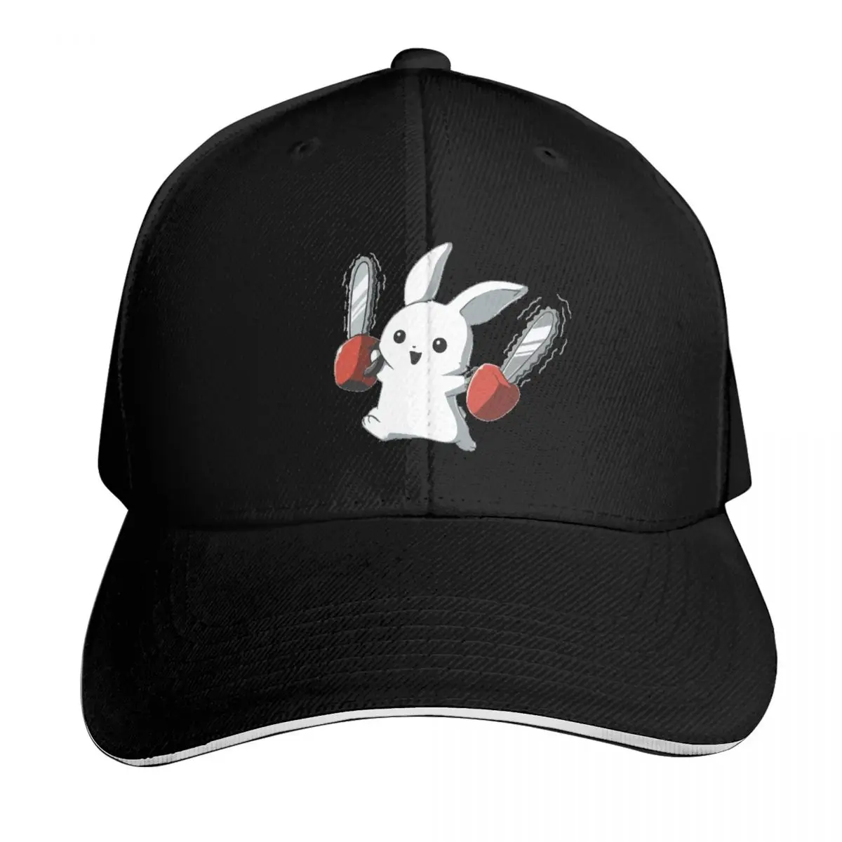 

Funny Bunny with Chainsaw Baseball Cap Big Size Hat Military Cap Man Fishing cap Icon Mens Tennis Women's
