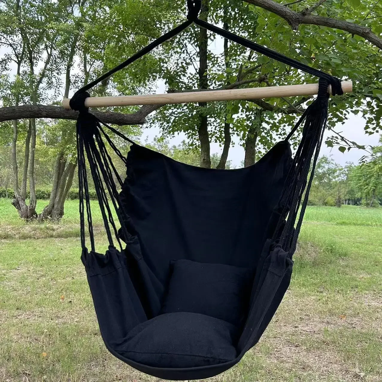 1pc Leisure Fabric Hammock Chair Outdoor Swing Chair Hammock Dormitory Hammock Chair Anti Rollover Hammock With Storage Bag