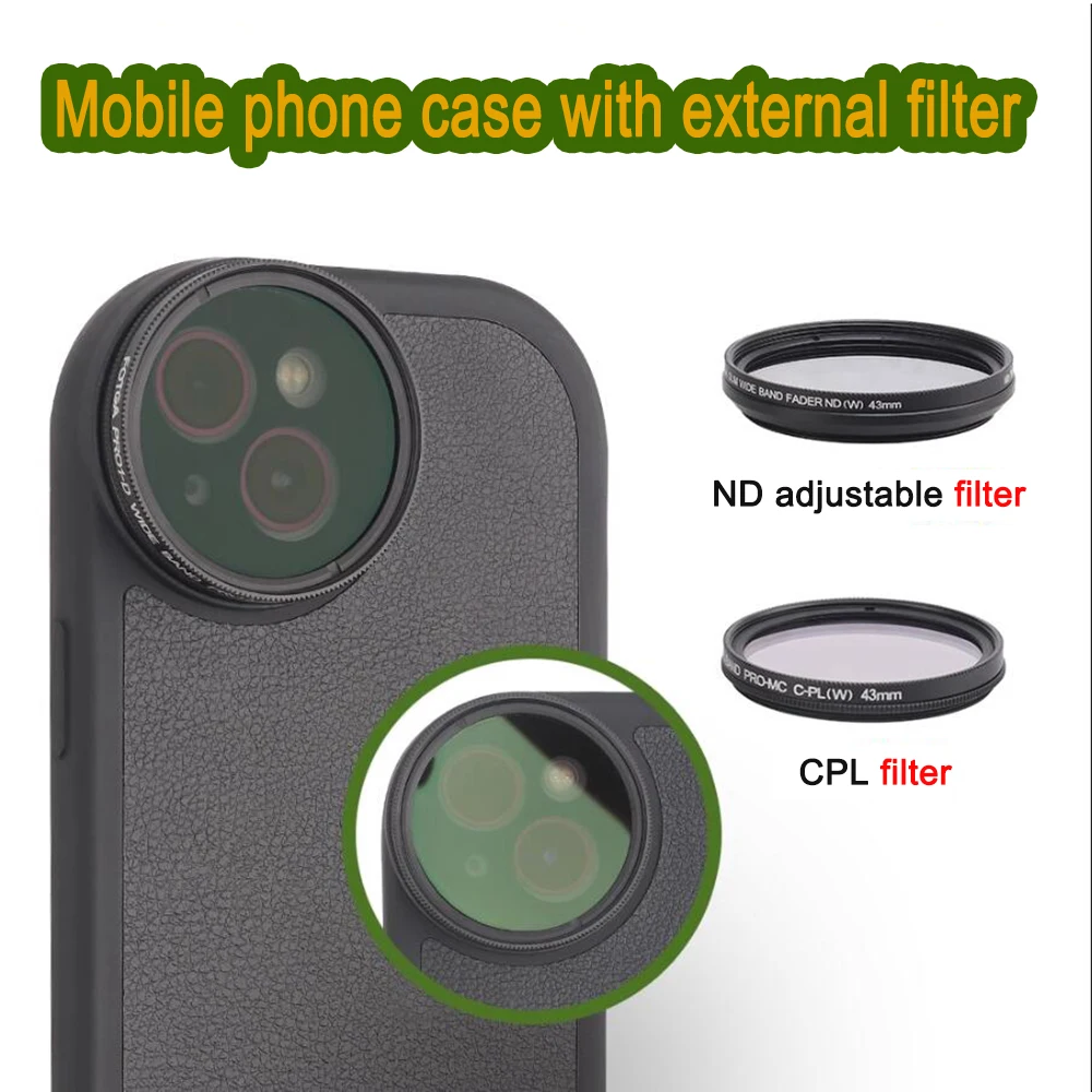 Mobile Phone Case Replaceable Filter For Iphone 11 12 13 14 Pro Max Phone Case With 43mm Interface Filter Ring MC-CPL ND Filter