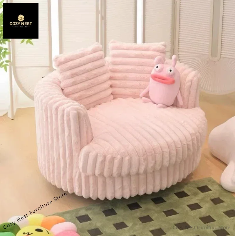 Cream wind cherry blossom swivel chair round lazy light luxury rotatable living room balcony leisure chair single sofa chair