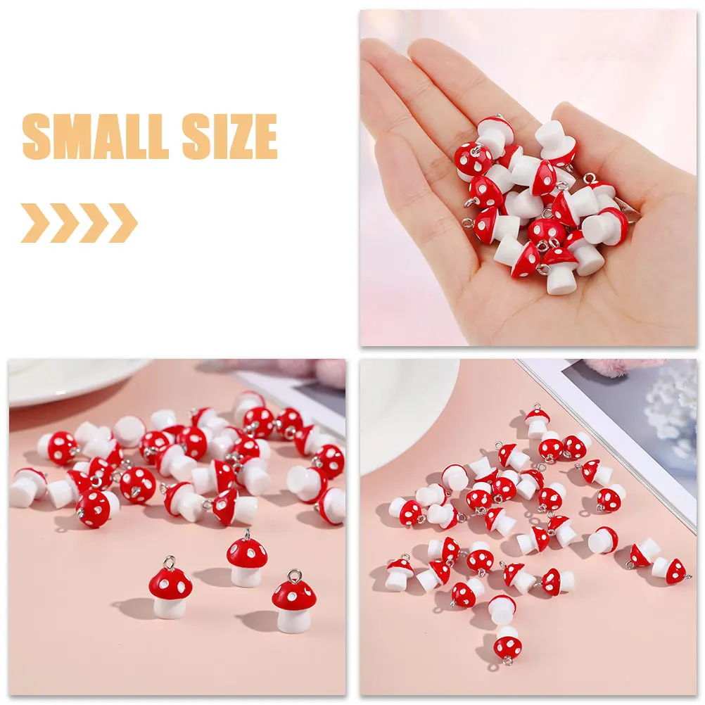 

20pcs Mushroom Pendant Charms Resin Jewelry Making Supplies Cute Bracelet Accessories Red Color Bulk Earrings DIY Craft